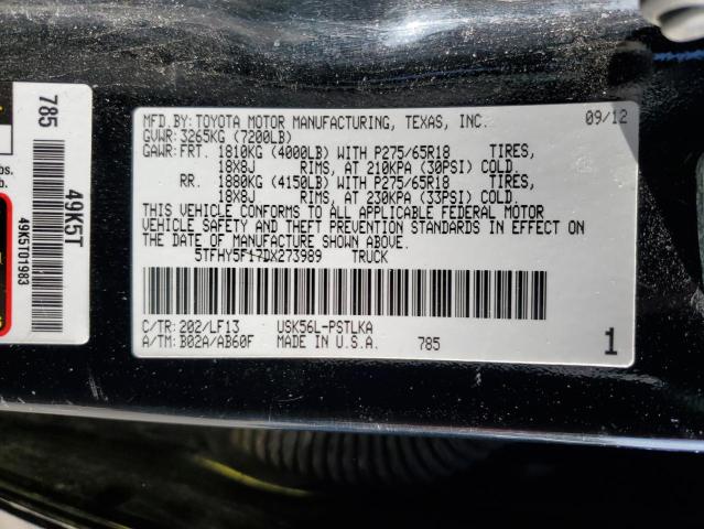 5TFHY5F17DX273989 - 2013 TOYOTA TUNDRA CREWMAX LIMITED BLACK photo 12