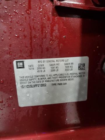 1G11C5SL9FF210952 - 2015 CHEVROLET MALIBU 1LT BURGUNDY photo 12