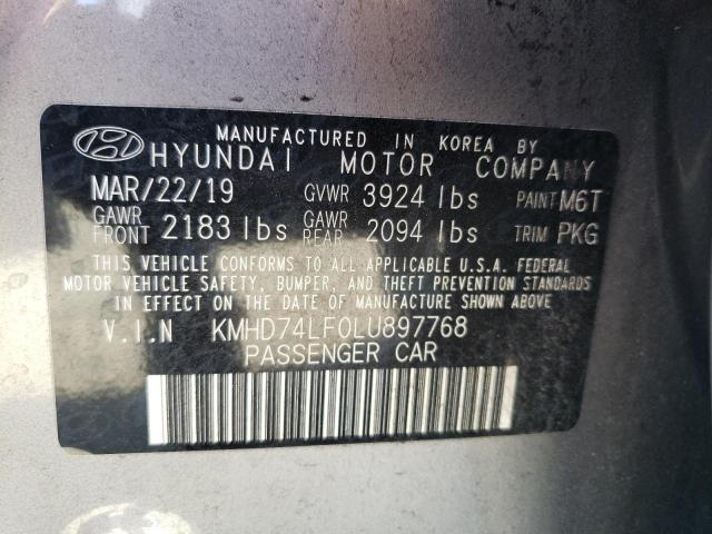 KMHD74LF0LU897768 - 2020 HYUNDAI ELANTRA SE GRAY photo 12