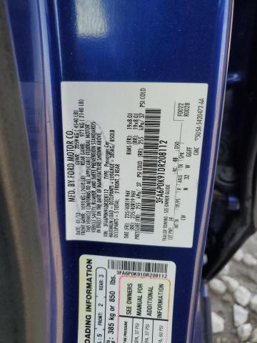 3FA6P0K91DR208112 - 2013 FORD FUSION TITANIUM BLUE photo 12