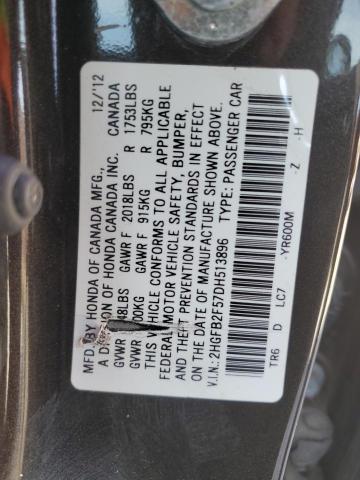 2HGFB2F57DH513896 - 2013 HONDA CIVIC LX CHARCOAL photo 12