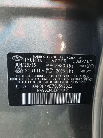 KMHDH4AE7GU592622 - 2016 HYUNDAI ELANTRA SE GRAY photo 13