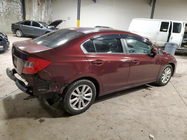 19XFB2F84CE369419 - 2012 HONDA CIVIC EX BURGUNDY photo 3