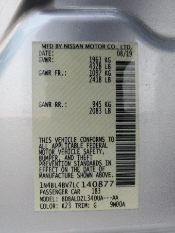 1N4BL4BV7LC140877 - 2020 NISSAN ALTIMA S SILVER photo 12