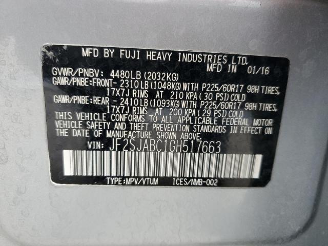 JF2SJABC1GH517663 - 2016 SUBARU FORESTER 2.5I SILVER photo 13