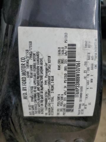 1FAHP33N88W107061 - 2008 FORD FOCUS SE BLACK photo 12