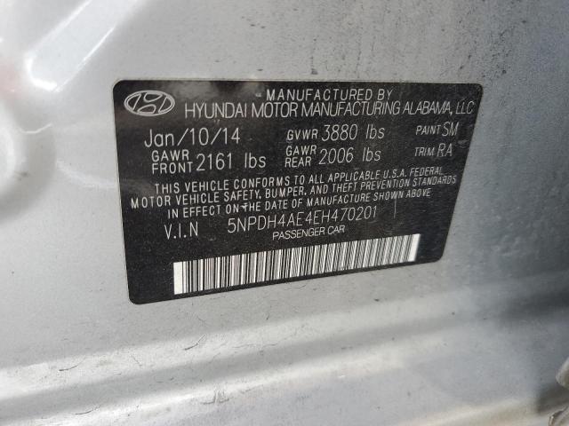 5NPDH4AE4EH470201 - 2014 HYUNDAI ELANTRA SE SILVER photo 13