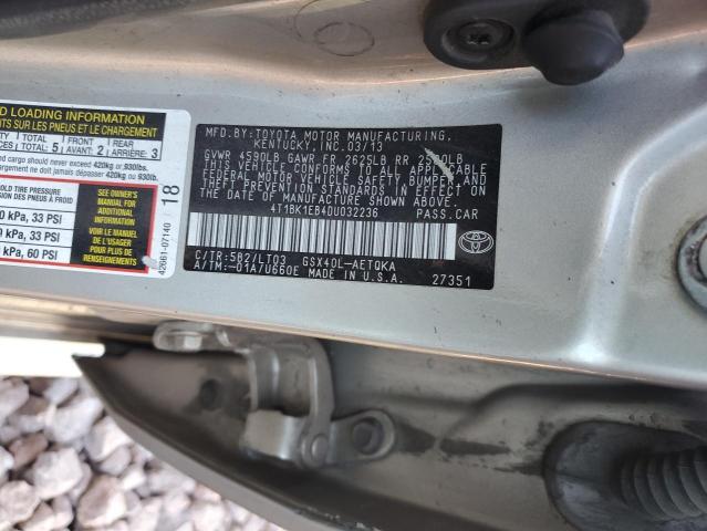 4T1BK1EB4DU032236 - 2013 TOYOTA AVALON BASE 灰色 照片 12