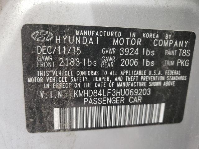 KMHD84LF3HU069203 - 2017 HYUNDAI ELANTRA SE SILVER photo 12