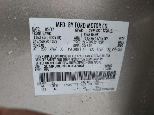 2LMPJ8LR0HBL37895 - 2017 LINCOLN MKX RESERVE Կրեմագույն լուսանկար 13