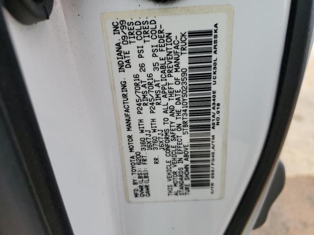 5TBRT3410YS023590 - 2000 TOYOTA TUNDRA ACCESS CAB WHITE photo 12