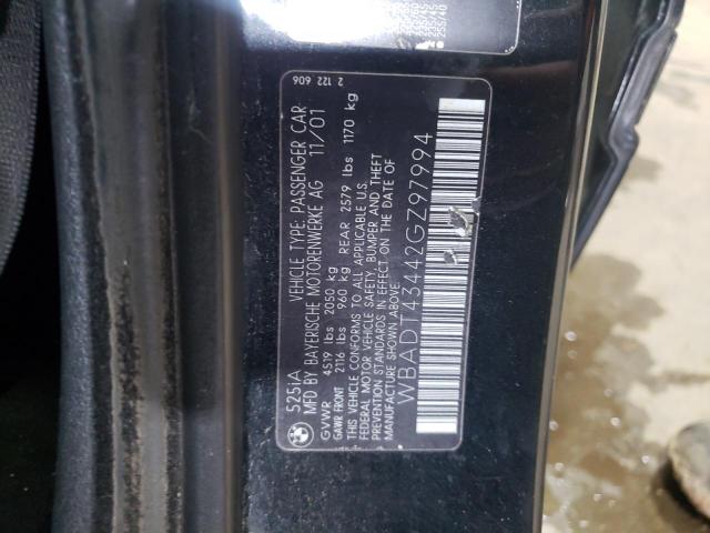 WBADT43442GZ97994 - 2002 BMW 525 I AUTOMATIC BLACK photo 12