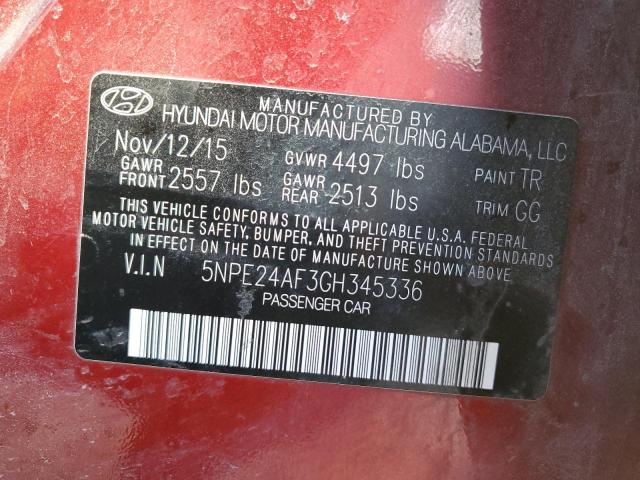 5NPE24AF3GH345336 - 2016 HYUNDAI SONATA SE RED photo 13