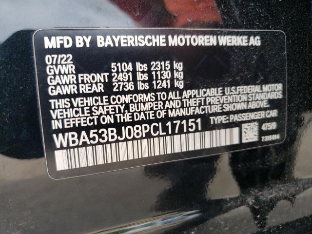 WBA53BJ08PCL17151 - 2023 BMW 540 I BLACK photo 13