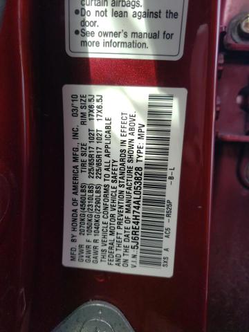 5J6RE4H74AL053828 - 2010 HONDA CR-V EXL MAROON photo 13