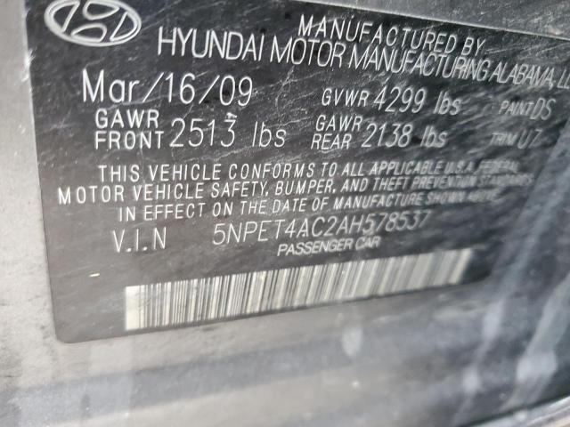 5NPET4AC2AH578537 - 2010 HYUNDAI SONATA GLS SILVER photo 12