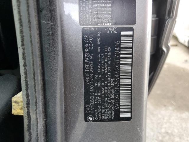 WBADN53462GF70416 - 2002 BMW 540 I ნაცრისფერი ფოტო 13