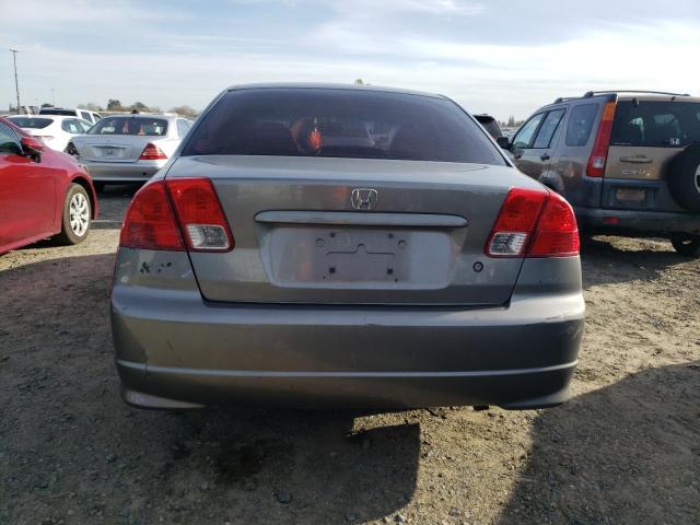 2HGES16554H560835 - 2004 HONDA CIVIC LX GRAY photo 6