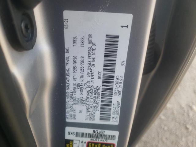 5TFCY5F15MX027968 - 2021 TOYOTA TUNDRA DOUBLE CAB SR/SR5 SILVER photo 12