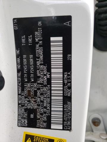 5TDJKRFH8ES066154 - 2014 TOYOTA HIGHLANDER XLE Ağ foto 13