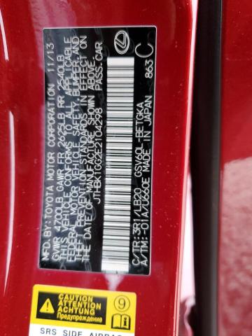 JTHBK1GG2E2104298 - 2014 LEXUS ES 350 RED photo 12