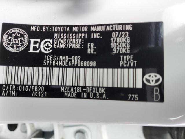 5YFB4MDE4PP068098 - 2023 TOYOTA COROLLA LE WHITE photo 12