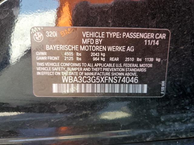 WBA3C3G5XFNS74046 - 2015 BMW 320 I XDRIVE BLACK photo 12