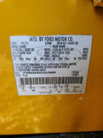 1FM5K8AR5DGA38666 - 2013 FORD EXPLORER POLICE INTERCEPTOR 黄色 照片 14