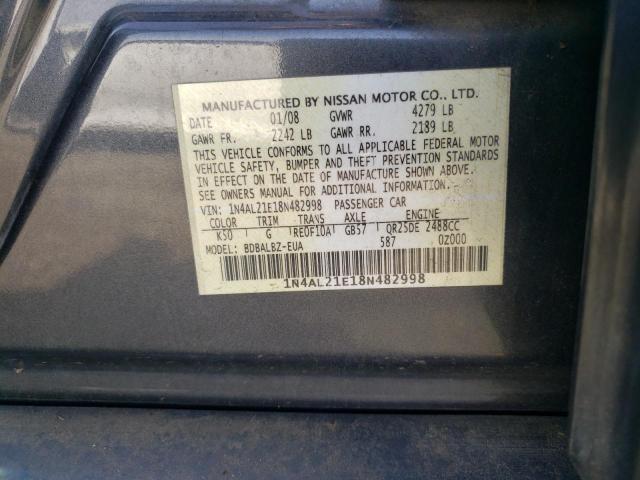 1N4AL21E18N482998 - 2008 NISSAN ALTIMA 2.5 GRAY photo 12