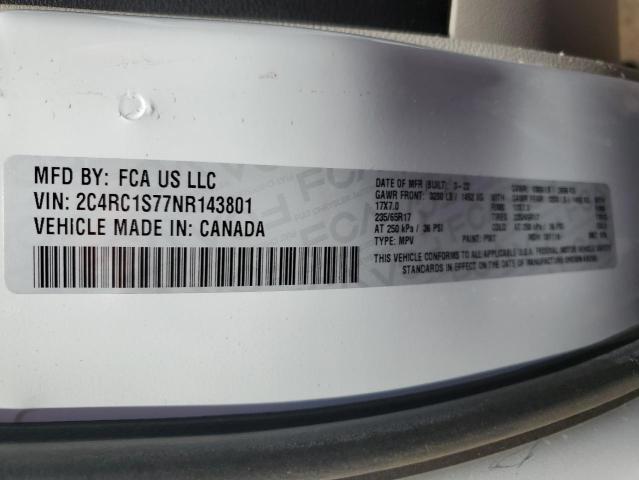 2C4RC1S77NR143801 - 2022 CHRYSLER PACIFICA HYBRID LIMITED WHITE photo 13