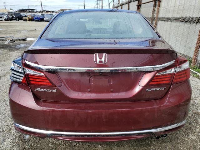 1HGCR2F53GA101752 - 2016 HONDA ACCORD SPORT RED photo 6