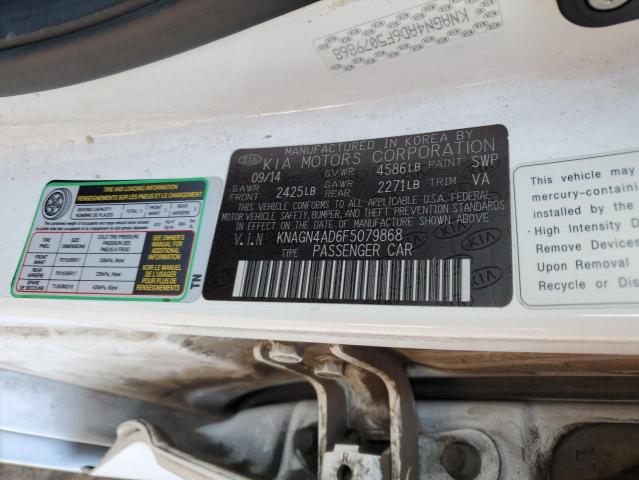 KNAGN4AD6F5079868 - 2015 KIA OPTIMA HYBRID WHITE photo 12