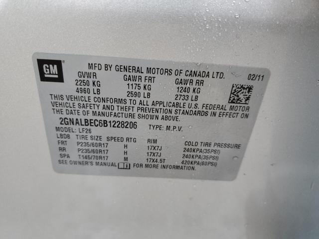 2GNALBEC6B1228206 - 2011 CHEVROLET EQUINOX LS SILVER photo 12