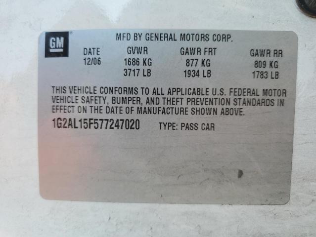 1G2AL15F577247020 - 2007 PONTIAC G5 Beyaz fotoğraf 12