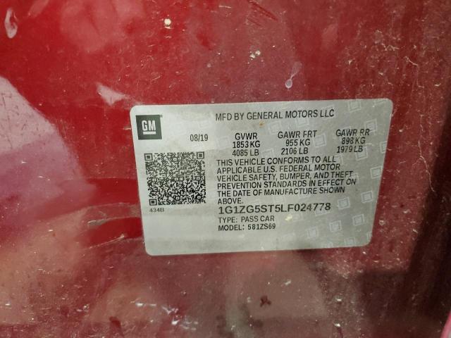 1G1ZG5ST5LF024778 - 2020 CHEVROLET MALIBU RS 栗色 照片 12