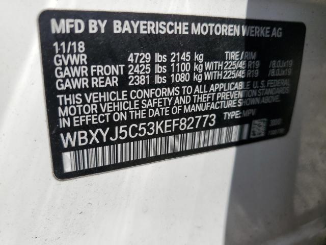WBXYJ5C53KEF82773 - 2019 BMW X2 XDRIVE28I WHITE photo 12