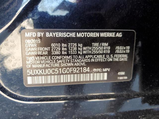 5UXKU0C51G0F92184 - 2016 BMW X6 SDRIVE35I BLACK photo 12