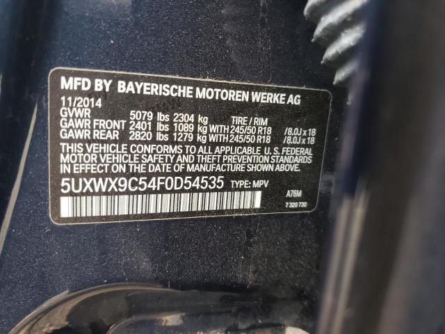 5UXWX9C54F0D54535 - 2015 BMW X3 XDRIVE28I BLUE photo 12