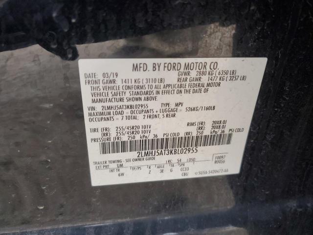 2LMHJ5AT3KBL02955 - 2019 LINCOLN MKT BLACK photo 12