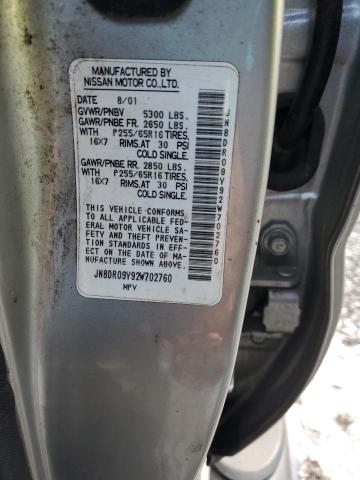 JN8DR09Y92W702760 - 2002 NISSAN PATHFINDER LE ვერცხლისფერი ფოტო 13