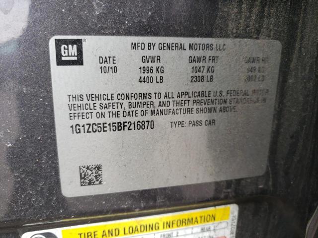 1G1ZC5E15BF216870 - 2011 CHEVROLET MALIBU 1LT GRAY photo 13