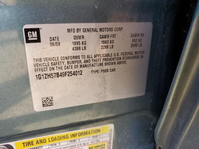 1G1ZH57B49F254012 - 2009 CHEVROLET MALIBU 1LT GRAY photo 12