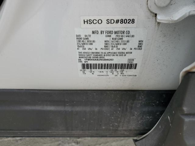 1FM5K8AB2NGB46263 - 2022 FORD EXPLORER POLICE INTERCEPTOR WHITE photo 14