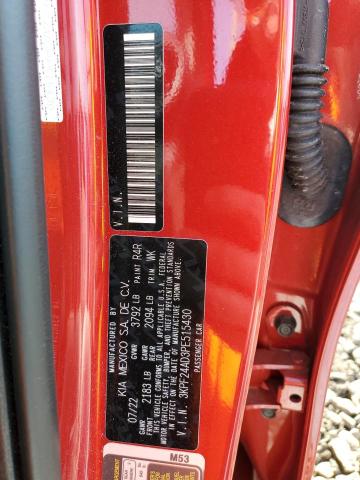 3KPF24AD3PE515430 - 2023 KIA FORTE LX RED photo 13