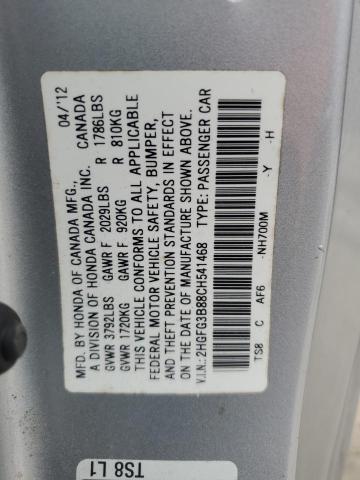 2HGFG3B88CH541468 - 2012 HONDA CIVIC EX SILVER photo 12