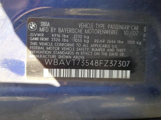 WBAVT73548FZ37307 - 2008 BMW 328 XIT BLUE photo 12