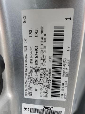 5TFMC5AB4NX001088 - 2022 TOYOTA TUNDRA CREWMAX PLATINUM Silber Foto 12