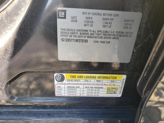 1G1ZK57718F273760 - 2008 CHEVROLET MALIBU LTZ გრაფიტი ფოტო 10