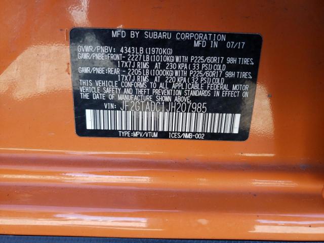 JF2GTADC1JH207985 - 2018 SUBARU CROSSTREK PREMIUM 橙色 照片 13