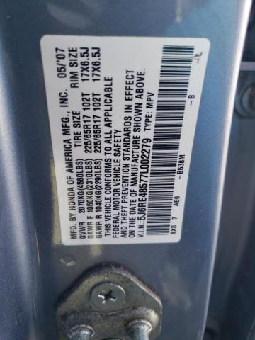 5J6RE48577L002279 - 2007 HONDA CR-V EX TEAL photo 13